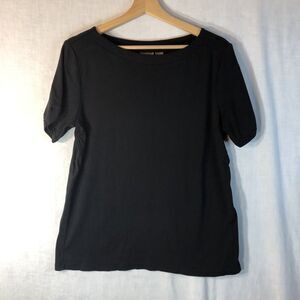 Chico's Size 2 Black Short Sleeve Tee Shirt 100% Cotton